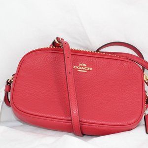 Coach Pebbled Leather Crossbody Pouch True Red